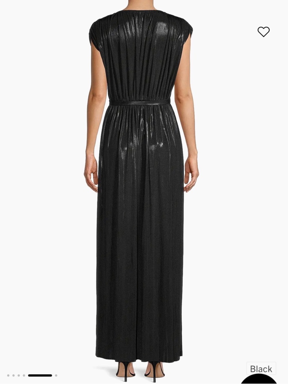 Norma Kamali Black Sleeveless V-Neck Maxi Dress with Waist Belt - Picture 3 of 5